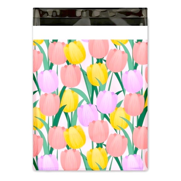(50) Blooming Tulips Poly Mailers 10”x13” - Picture 2 of 2